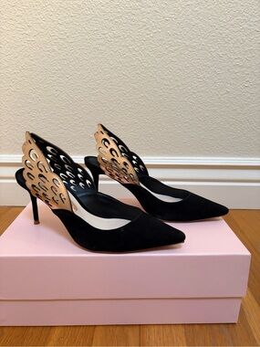 Sophia Webster Black Pumps with Gold Wing Accents size 35 1/2